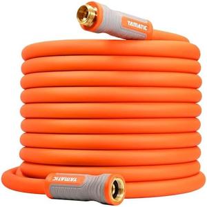 YAMATIC Garden Hose 5/8 in x 75 ft, Ergonomic Swivel Fittings, Burst 600 PSI,Heavy Duty, Flexible and Lightweight Water Hose
