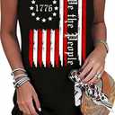 Women's USA Patriotic Halter Neck T Shirt Dress, Sleeveless 4th of July Casual Summer Sundress for Independence Day (Black, L)