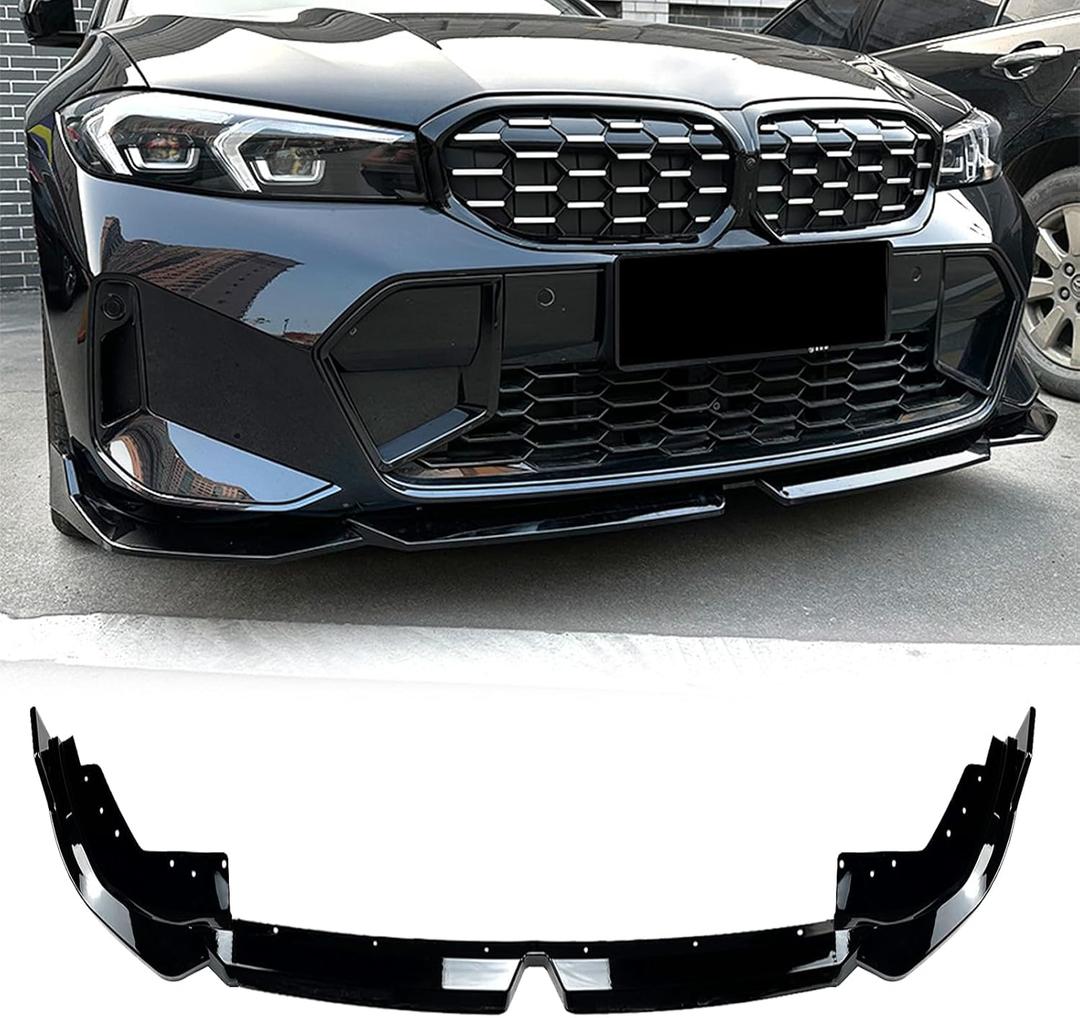 Front Bumper Lip Compatible with BMW G20 3-Series 330e 330i M340i 320i M-Sport Only 2023 2024 2025 Glossy Black Front Bumper ABS Front Lip Spoiler Splitter