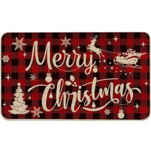 pinata Chirstmas Door Mat 17x29 Inch, Merry Chirstmas Doormat Outdoor, Red Welcome Mats Rug for Front Door Decorations Indoor