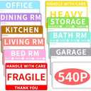 Azureal 540 PCS Moving Labels, 10 Color Coded Moving Stickers Including Fragile, Heavy and Blank Labels, 2'' x 3'' Packing Labels for Moving Boxes, Moving Supplies, Wardrobe Boxes, Apartment Sticker