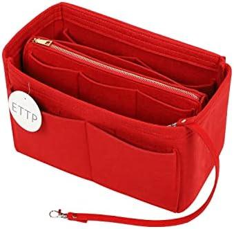 ETTP Purse Organizer Insert, Felt Tote Organizer Insert With Metal Zipper, Handbag Organizer For Speedy, Neverfull, Tote, Handbag, 7 Colors 5 Sizes (XL, Red)