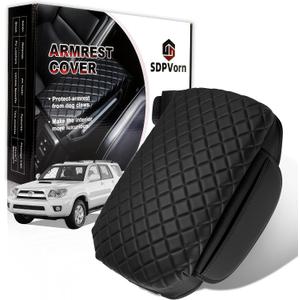 Armrest Cover for Toyota 4Runner Center Console Pad with Organizer Storage Pockets, Black Faux Leather Arm Rest Lid Protector Cushion Interior Accessories (2003-2009)