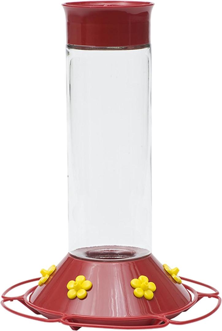 Perky-Pet 209B-1SR Glass Hummingbird Feeders for Outdoors Hanging - 30 oz - Ant & Bee Guarded Red Bird Feeder
