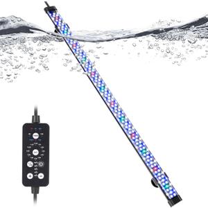 hygger Submersible LED Aquarium Light, 24W 26.8 in 24/7 Mode Fish Tank Light with 5 Rows Beads, with Timer 9 Colors and Adjustable Brightness, Full Spectrum IP68 Waterproof Light for Fish Tank 28-54in