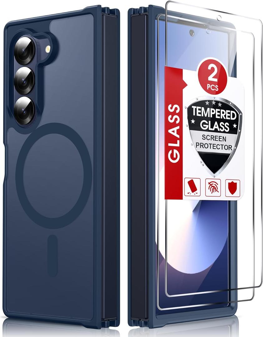 LeYi for Z-Fold-6 Case: Samsung Z Fold 6 Case [Compatible with MagSafe] with 2Pcs Screen Protector, Magnetic Integrated Structure Shockproof Protective for Galaxy Fold 6 Case, Royal Blue
