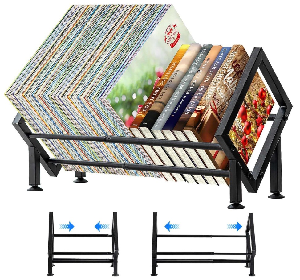 Adjustable Desktop Bookshelf for Desk Book Organizer, Tilting Tabletop Bookshelf in Office Home/Bedroom, Vinyl Record Storage Holder Book Rack for Magazine/CDs/Books/Vinyls Display (Patent Pending