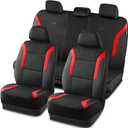 Skechers Memory Foam Car Seat Covers, Air Cool Mesh Thick Seat Covers, Car Seat Full Sets, Airbag Compatible, Automotive Comfort Protection for Most Cars,Vans,Trucks, SUVs,Red