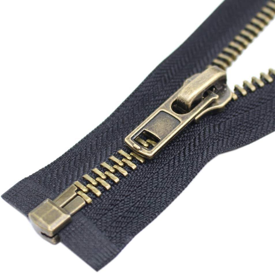 YaHoGa #8 9 Inch Antique Brass Separating Jacket Zipper Metal Zipper Heavy Duty Metal Zippers for Jackets Sewing Coats Crafts (9" Anti-Brass) (Antique Brass Teeth Black Tape)