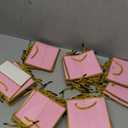 EQOREIIN 50 PCS Small Gift Bags with Handles,Pink Mini Bag,5.5x 2.5x4.7 Inches Small Thank You Gift Bags Bulk with Ribbon for Party Favors,Mother's Day, Goodie, Weddings,Baby Shower(Pink Gold)