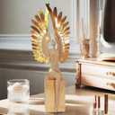 Winged Sitting Angel Sculpture Home Decor Artistic Figurine for Shelves,Vanity Great Birthday,Commemorative Gift for Women and Family Members (Golden)