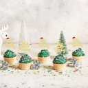 2 x 24Pcs Christmas Oh Baby Cupcake Toppers Gold Glitter Christmas Santa Hat Deer Babyshower Cupcake Picks Baby Shower Christmas Theme Birthday Party Cake Decorations Supplies