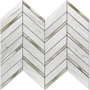 Art3d 10-Sheet Herringbone Peel and Stick Backsplash, Self Adhesive Marble Tiles Stick on Wall Tiles for Kitchen, Bathroom.(Stone Beige Mixed Gold Metal) (12.40" x12.20")