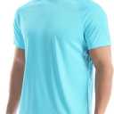 Men's UPF 50+ Swim Shirts, Sun Protection Short Sleeve Rash Guard, Quick Dry T-Shirt for Fishing and Surfing (Blue, L)