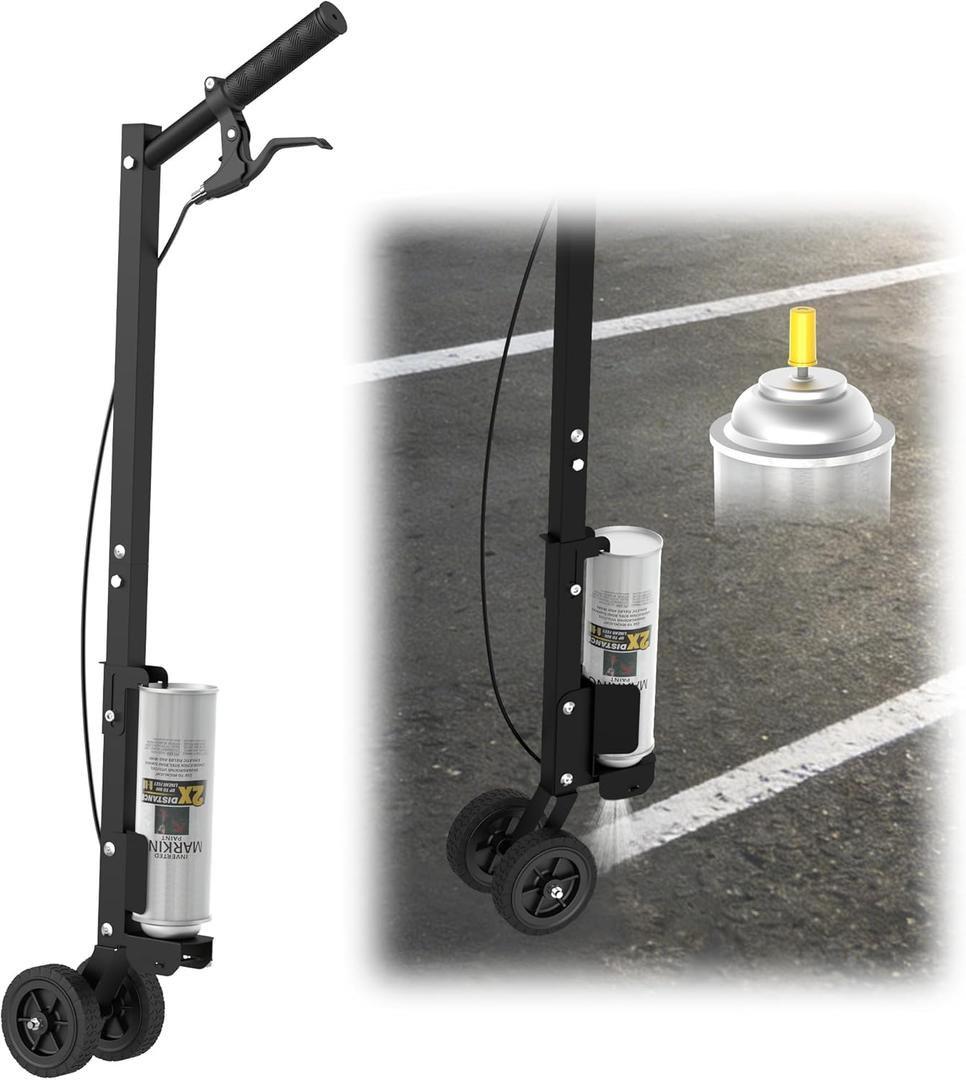 Marking Paint Wand, Industrial Two Wheel Striping Paint Sprayer, Paint Sticks for Line Paint Ground, Sports Field, Parking Lot, Work with Inverted Marking Spray Paint (Round-Tip Nozzle)