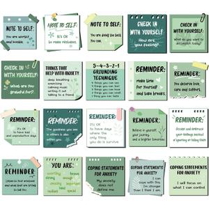 300 Pcs Mental Health Stickers Motivational Affirmation Stickers Mental Health Awareness Items Positive Waterproof Laptop Bottle Feelings Decor for Mindfulness Train Adult Employees (Green Series)