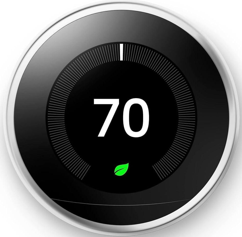 Google Nest Learning Thermostat - 3rd Gen - Programmable Smart Thermostat for Home - Compatible with Alexa (Polished Steel)