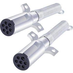 7 Way Trailer Plug Set, 7 Way Replacement Plug, Heavy Duty Die Cast Plug Assembly - with Spring Guard, 7 Pin Plug for Semi Truck Tractor Trailer - 2PCS