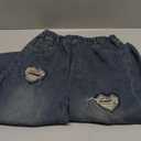 Girls Wide Leg Jeans Denim Elastic Wasit Baggy Ripped Distressed Pants (13-14 Years)