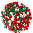 Lusy DM 1200 Pieces Christmas Pom Pom Fluffy Pom Poms Mini pom Balls for Craft Making and Christmas Decorations (4 Sizes, White, Green, Red), Variety Pack