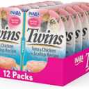 INABA Twins for Cats, Shredded Chicken & Broth Gelée Side Dish/Topper Cups with Green Tea Extract, 1.23 Ounces per Serving, 12 Servings, Tuna & Chicken with Scallop Recipe BB 03/25/2027
