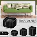Ecally 16 Pack Furniture Risers Adjustable Bed Risers Desk Leg Risers 1.38" Stackable Heavy Duty Bed Lifts Risers Square Bed Raising Blocks for Mattress Table Leg Desk Chair Couch Sofa Dorm (Black)