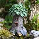Fairy Garden Tree House  Resin Tiny Miniature Fairy House Accessories, Outdoor/Indoor Decoration for Home, Yard, Patio, Balcony, Christmas Dcor (Dark Green)