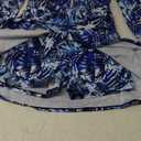 Long Sleeve Swimsuits for Women UPF 50+ Swim Dress Swimwear One Piece Bathing Suit with Skirts Rash Guard Over 50 Blue Leaf M