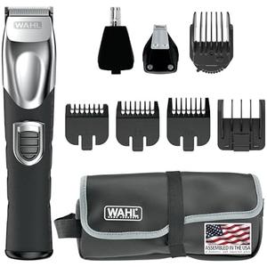 Wahl USA Rechargeable Lithium Ion All in One Beard Trimmer for Men with Detail and Ear & Nose Hair Trimmer Attachment – Model 9854-600B