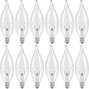 COLWATT 12-Pack Candelabra Light Bulbs 40W Warm White 2500K, 380 Lumen Candle Chandelier Bulb for Ceiling Fan, Pendants or Outdoor, CA10 Clear Type B E12 Base Dimmable