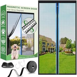 Hofudon Upgraded Magnetic Screen Door, Heavy Duty Fiberglass Mesh, Quick Close Full Strip Magnets, Door Screen Magnetic Closure for Single Door Size 36 x 80 Inch, Screen Door Size 39" x 82" Black