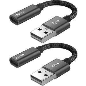 USB C Female to USB Male Adapter (2-Pack),Type C to USB A Charger Cable Adapter, Compatible with iPhone 16 15 15 Pro Max,iPad 2018,Samsung Galaxy Note 10 S22 S21 S20+ Plus Ultra,Google Pixel 4 3