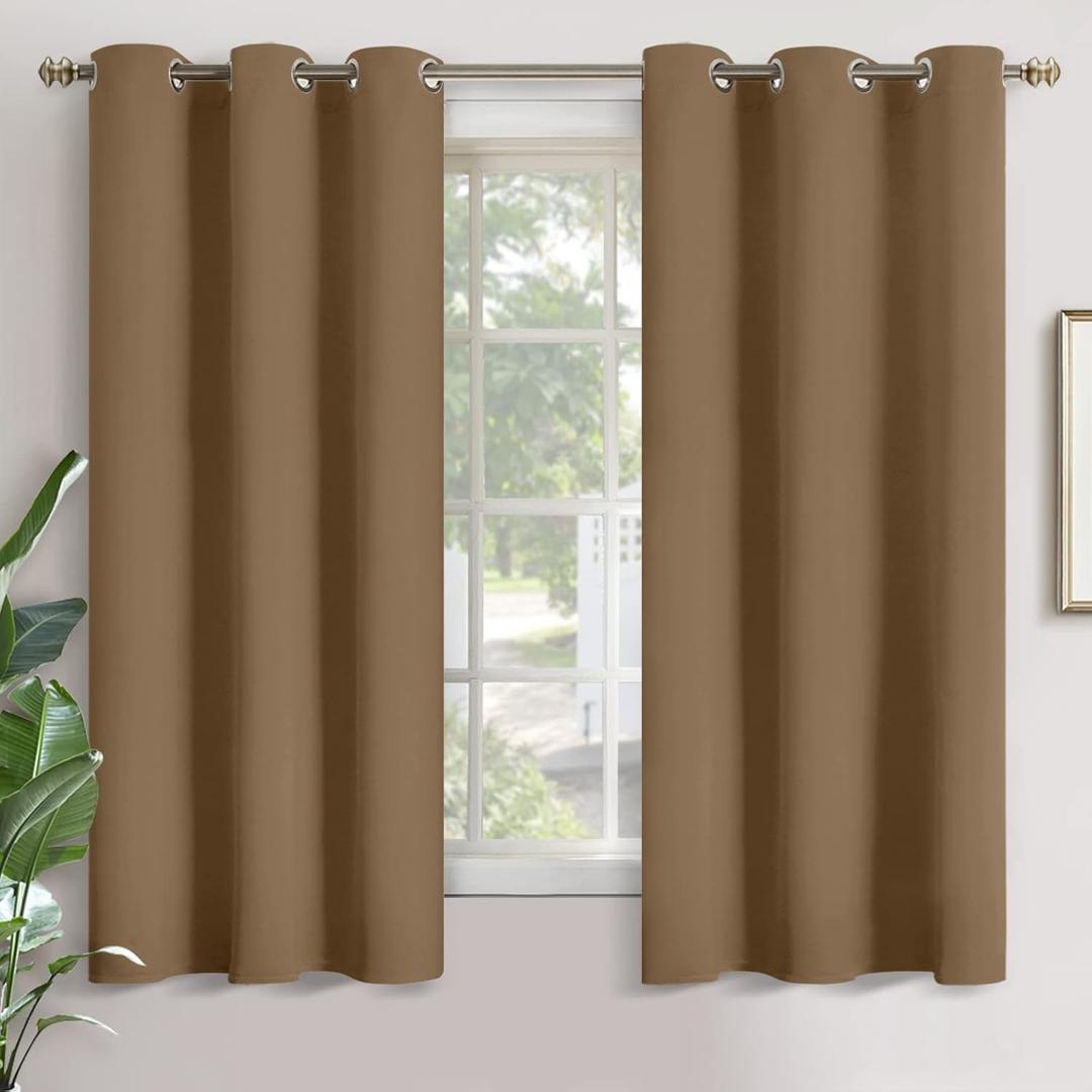 YoungsTex Taupe Blackout Curtains 63 Inches Long for Bedroom - Thermal Insulated Window Drapes with Grommet Room Darkening Privacy for Living Room, 2 Panels, 42 x 63 Inch