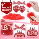 24pcs Valentines Day Ball Ornaments Set with Plastic Rose Petals 2.36 Inches Red Pink White Hanging Balls for Tree Wedding Home Anniversary Decor