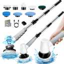 Electric Spin Scrubber Bathroom Scrubber - Cordless Shower Scrubber with Adjustable Handle, 2 Speeds, Bathroom Scrubber with 8 Replaceable Brush Heads, Power Scrubber for Bathroom Bathtub Cleaning