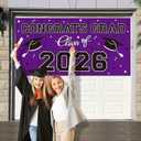 2026 Graduation Party Plastic Backdrop - 65" x 32.7" Congrats Grad Banner in Purple, Large Class of 2026 Decorations, Photography & Grad Party Supplies