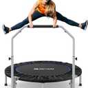 BCAN SP2 40/48" Foldable Mini Trampoline Max Load 330lbs/440lbs, Fitness Rebounder with Adjustable Foam Handle, Exercise Trampoline for Adults Indoor/Garden Workout | FED Fitness