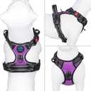 PHOEPET Reflective Dog Harness Large Breed Adjustable No Pull Vest with Handle 2 Metal Rings 3 Buckles [Easy to Put on & Take Off](L, Purple)