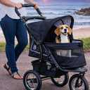 Pet Gear No-Zip NV Pet Stroller for Cats/Dogs, Zipperless Entry, Easy One-Hand Fold, Gel-Filled Tires, Plush Pad + Weather Cover Included, Spotted Design