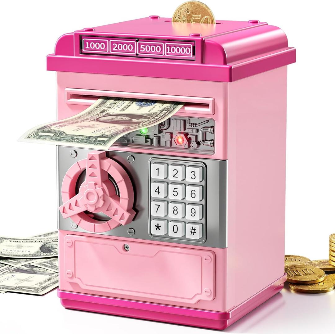 Toy Saving Bank for Kids 3 4 5 6 7 8 9 10 Years Old - Electronic Cash Coin Saving Bank with Password Protection, Girl Toys, Birthday Toy for Kids 6-8