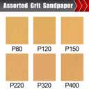 BOSHCRAFT 50 Pcs 1/4 Sheet Sandpaper, Premium Sand Paper 80/120/150/220/320/400 Grit Sandpaper Sheet Sand Paper Assortment for Wood Metal Automotive Palm Sanders 5.5" x 4.5"