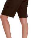 LIFOMO Women's Shorts 10'' Inseam Linen Hiking Cargo Shorts Summer Bermuda Drawstring Lightweight Casual Comfy with Pockets, Brown, L (Brown, L)