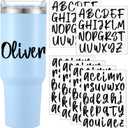 Humyoun 6 Sheets UV DTF Cup Wrap Name Stickers for Water Bottles Waterproof Custom Vinyl Decals Personalized Lettering Gift Stickers for 14-40oz Tumbler Cups Mugs DIY Craft (Black)
