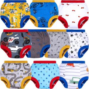 BIG ELEPHANT Potty Training Underwear - 10 Pack, 100% Cotton Absorbent Unisex Toddler Pee Pants for Boys Girls (3T, Yellow & Blue)