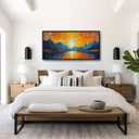 Sunset Mountain Large Wall Art for Living Room Big Landscape Painting Wall Decor Framed Canvas Pictures Print Sunrise Nature Artwork Decorations for Bedroom Office Bathroom Dining room Gifts 30"x60"