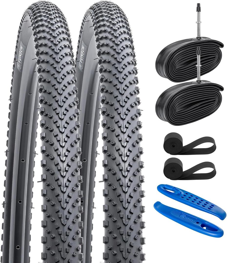 YUNSCM 700C Lightweight Bike Tires 700x35C ETRTO 35-622- 60TPI Nylon, Puncture-Resistant Tires Compatible with Gravel Bike Tires 700x33C 700x35C 700x36C 700x37C Bicycle Tires- 2 PCS (Y-585)