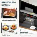 Play Kitchen for Kids, Wooden Toy Kitchen Set with Realistic Accessories, Luxury Style Toddlers Kitchen, Range Hood, Refrigerator, Ice Maker, Oven, Microwave, Coffee Maker, Pretend Play Gift for 3+
