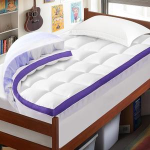 Dual Layer Memory Foam Twin XL Mattress Topper - 2 Inch Gel Egg Crate Foam and 2 Inch Cooling Pillow Top Cover Rayon, Twin Extra Long College Dorm Support for Back Pain
