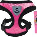 Soft Mesh Nylon Dog Vest Harness with 4ft Leash,Super Breathable Lightweight Safety Reflective Pet Harness for Dog Outdoor Walking,Adjustable Chest Belt with Quick-Release Buckle (Pink, M)
