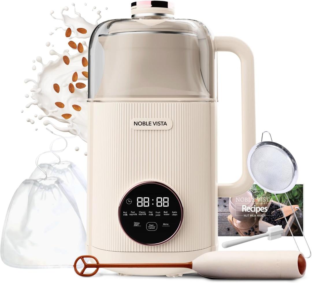 8 In 1 Nut Milk Maker Machine, Milk Stirrer, 35OZ Automatic Soy Milk Maker, Homemade Plant Based Milk, Almond Milk, Oat, With Delay Start, Hot/Cold non dairy beverages, Juice, Boil